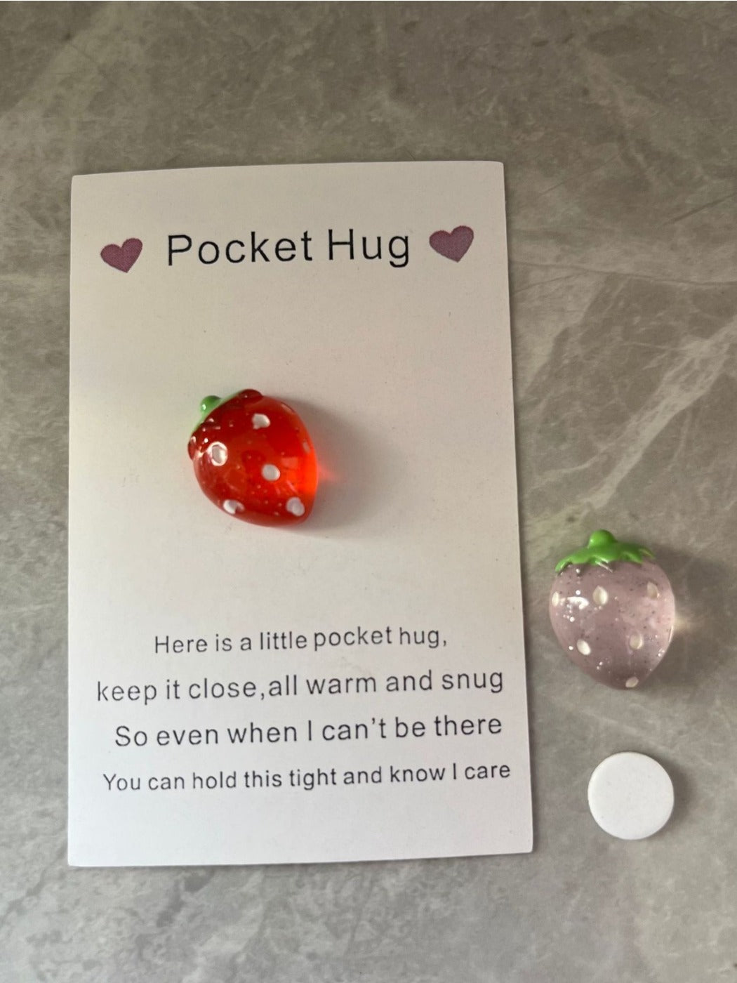 Taphug - Pocket Hug Romantic Strawberry pocket hug card and keepsake token