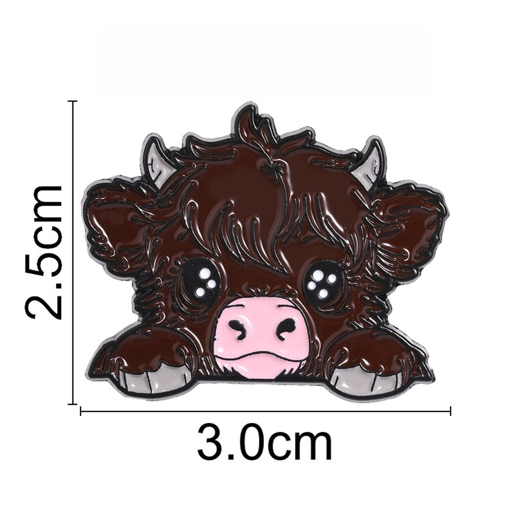 Pinori - Cute Highland Cow Motif Fashion Pin