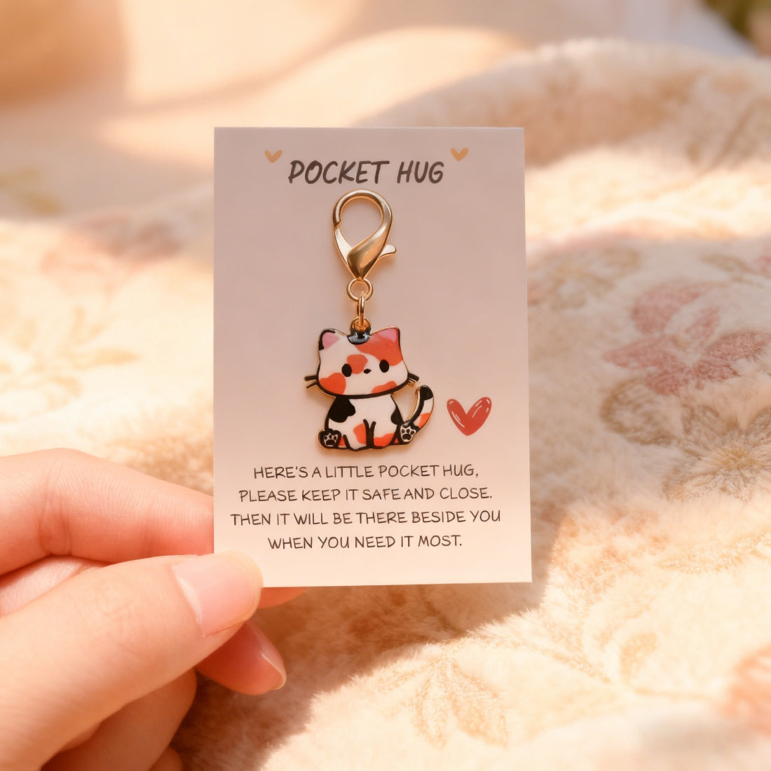 Taphug Kitten Charm Pocket Hug with a smiling kitten face embroidery