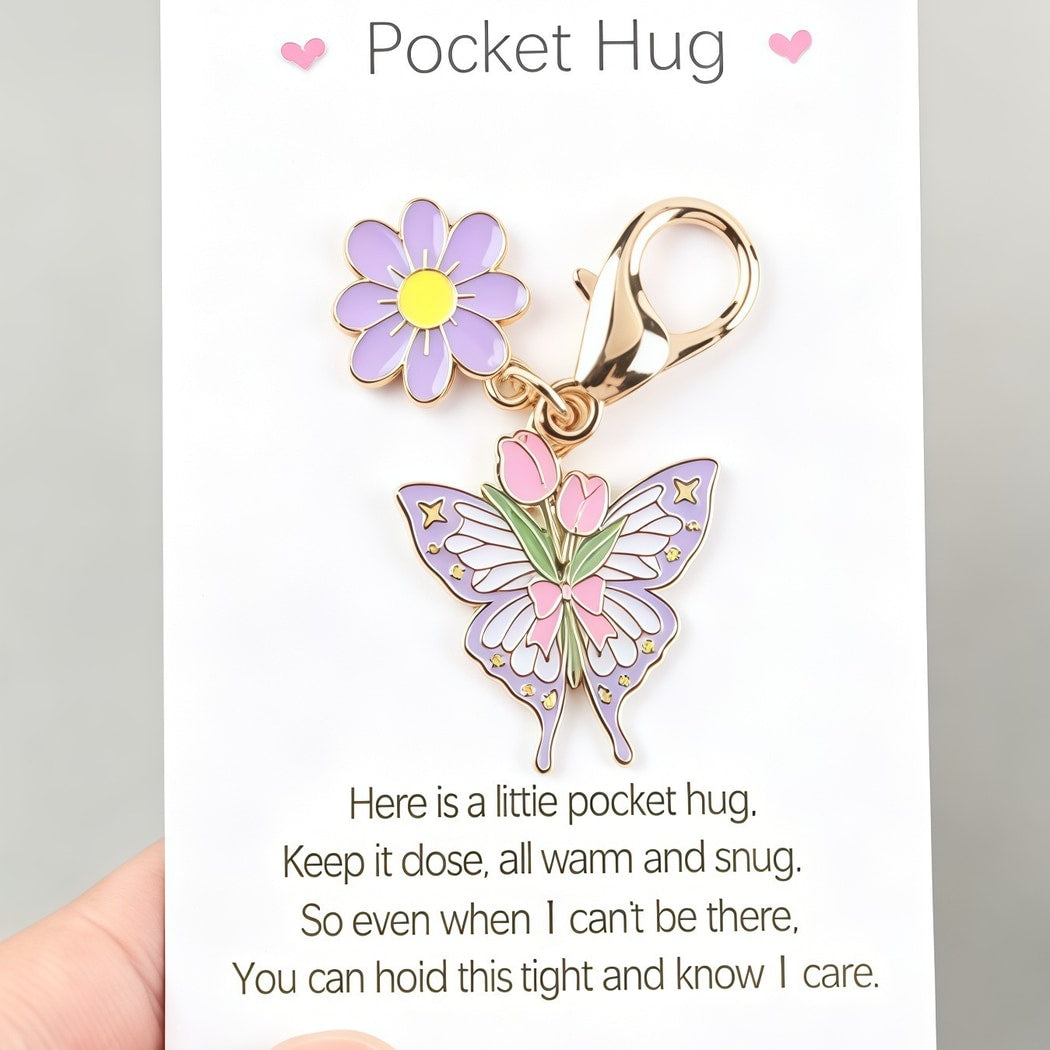 Taphug - Pocket Hug Enamel Butterfly Flower Token