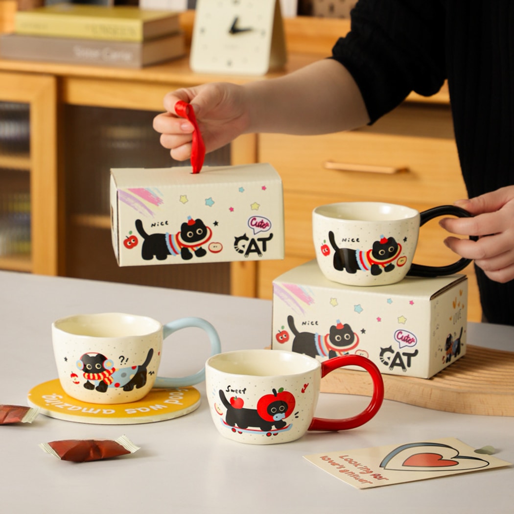 Mivora - Cute Cartoon Cat Coffee Mug