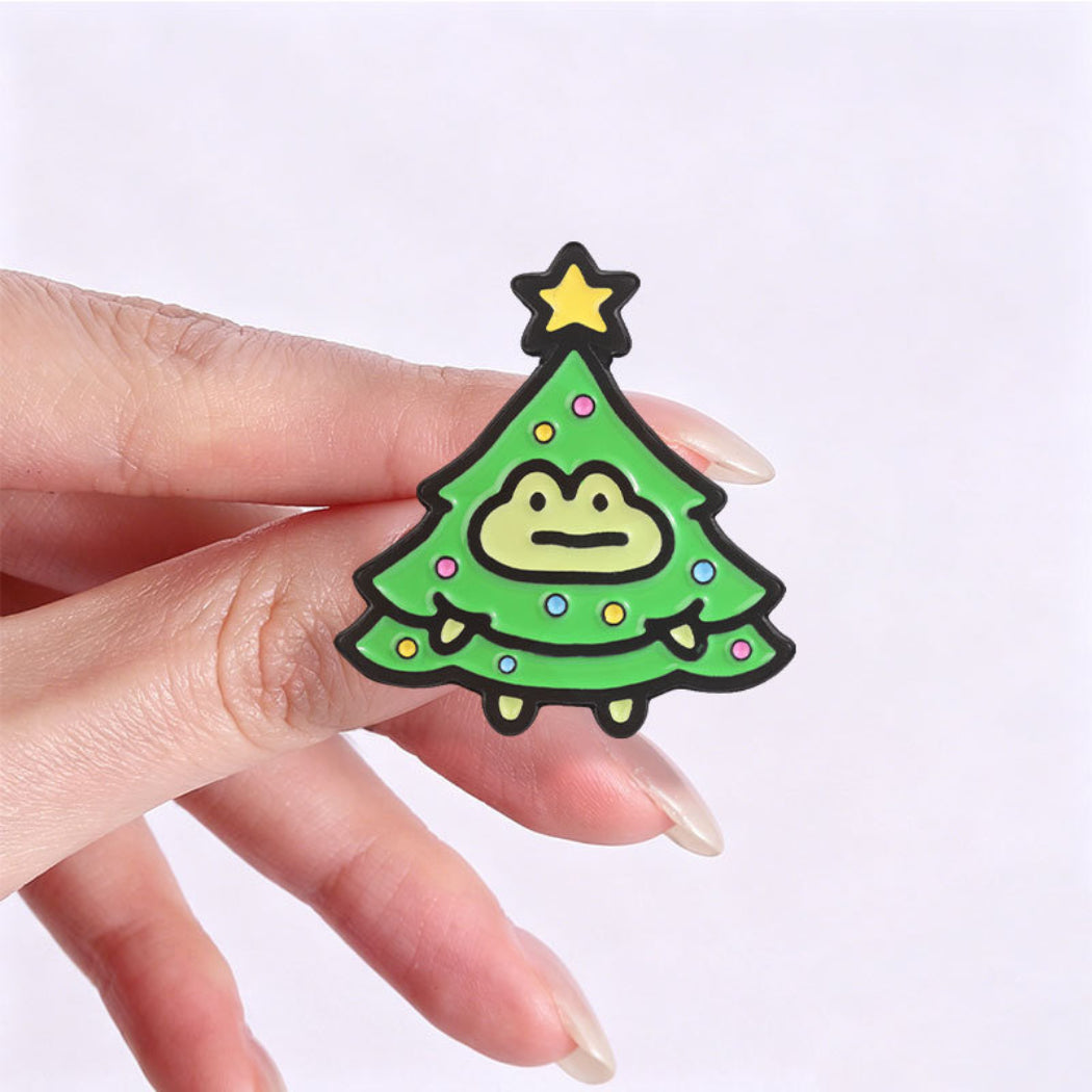 Pinori Frog Christmas Brooch Set