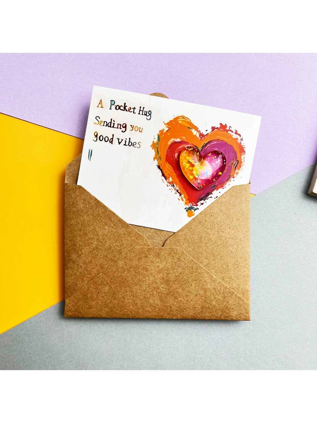 Taphug - Pocket Hug Gradient Glitter Heart pocket hug card and keepsake token view 7