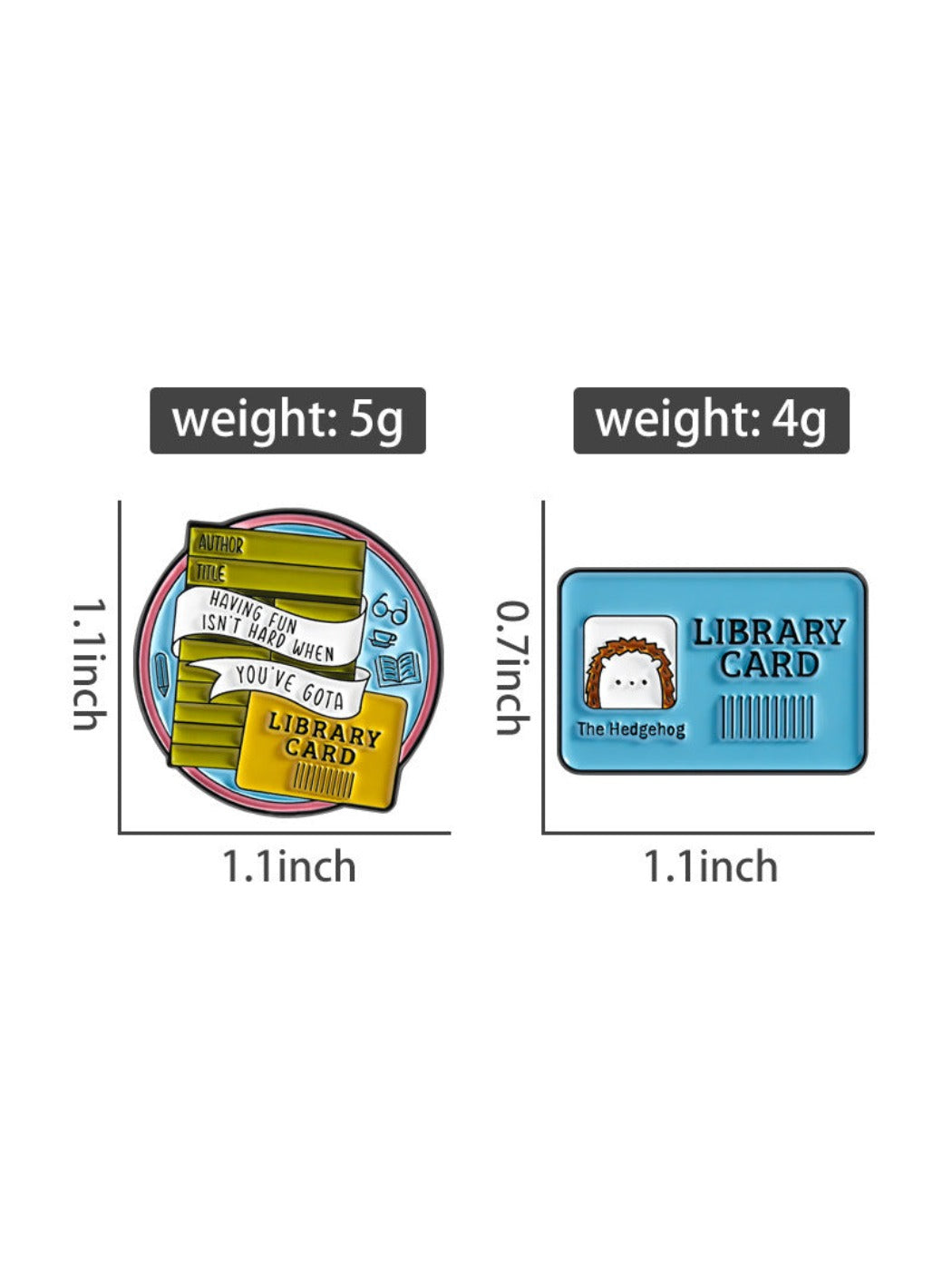 Pinori - Hedgehog Library Card Funny Brooch