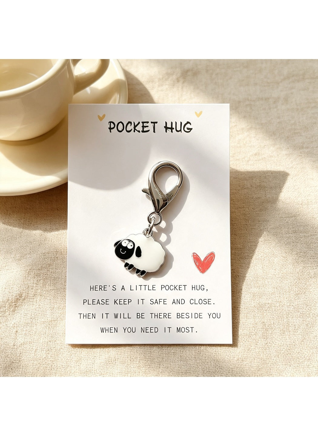 Taphug  - Alloy Pocket Hug Card Sheep Keychain