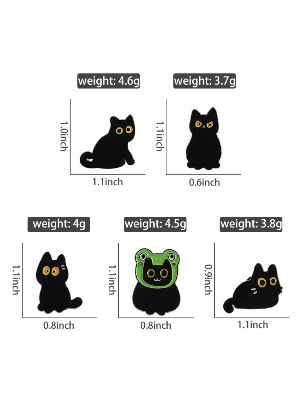 Pinori black cat and frog pin worn on a backpack strap