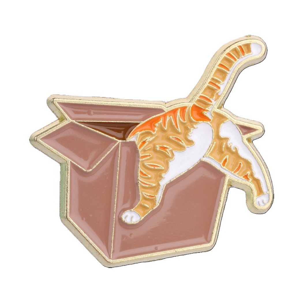 Pinori - Cute Cat in Box Cartoon Pin
