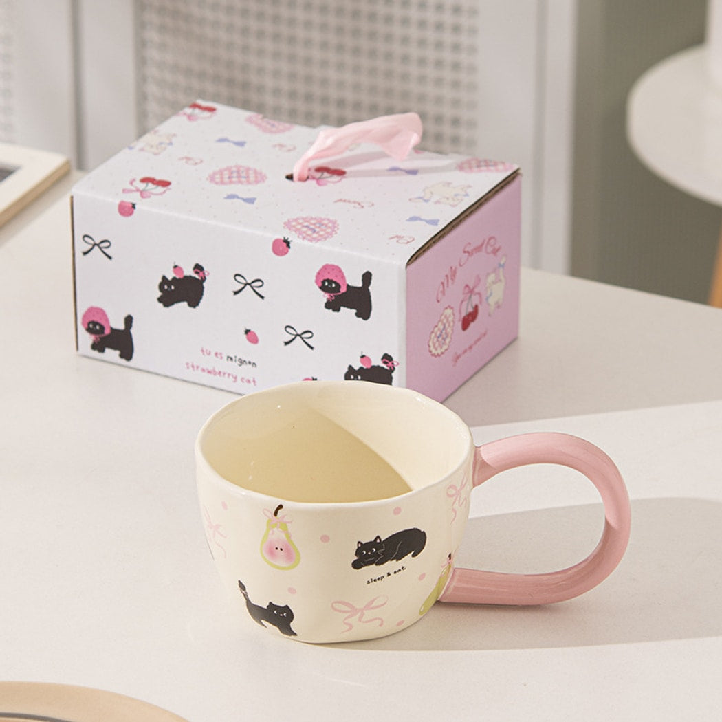Mivora - Cartoon Cat Pattern Coffee Mug