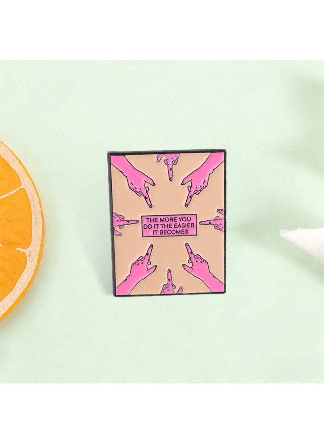 Pinori - Pink Brooch Badge, Cute Cartoon Pink Gesture Pin