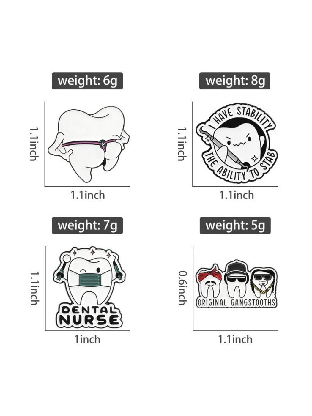 Pinori - Trendy White Teeth Brooch