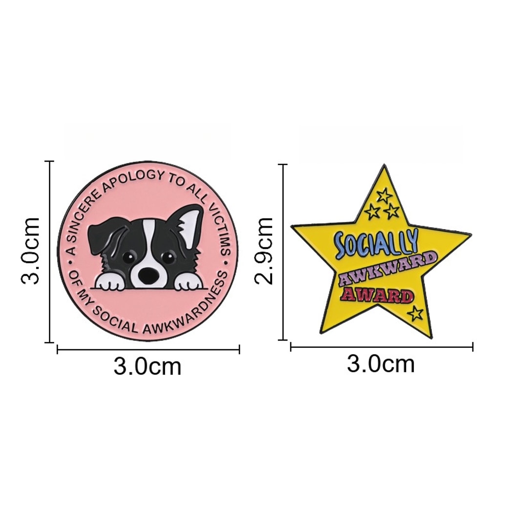 Pinori - Cartoon Dog and Quote Star Enamel Pin