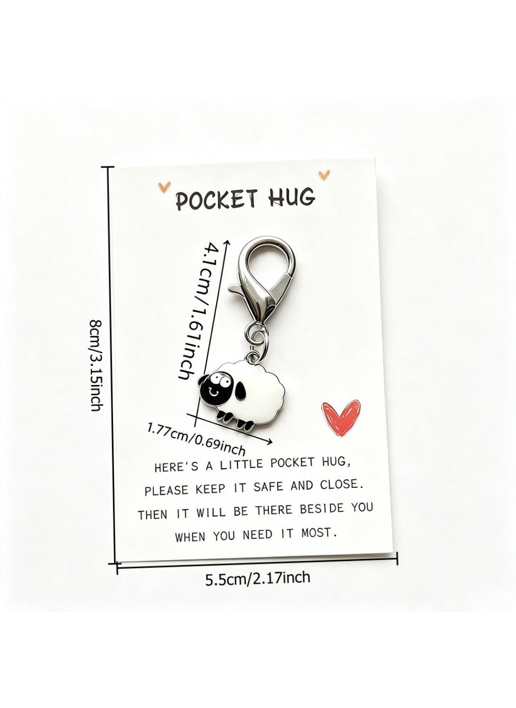 Taphug  - Alloy Pocket Hug Card Sheep Keychain