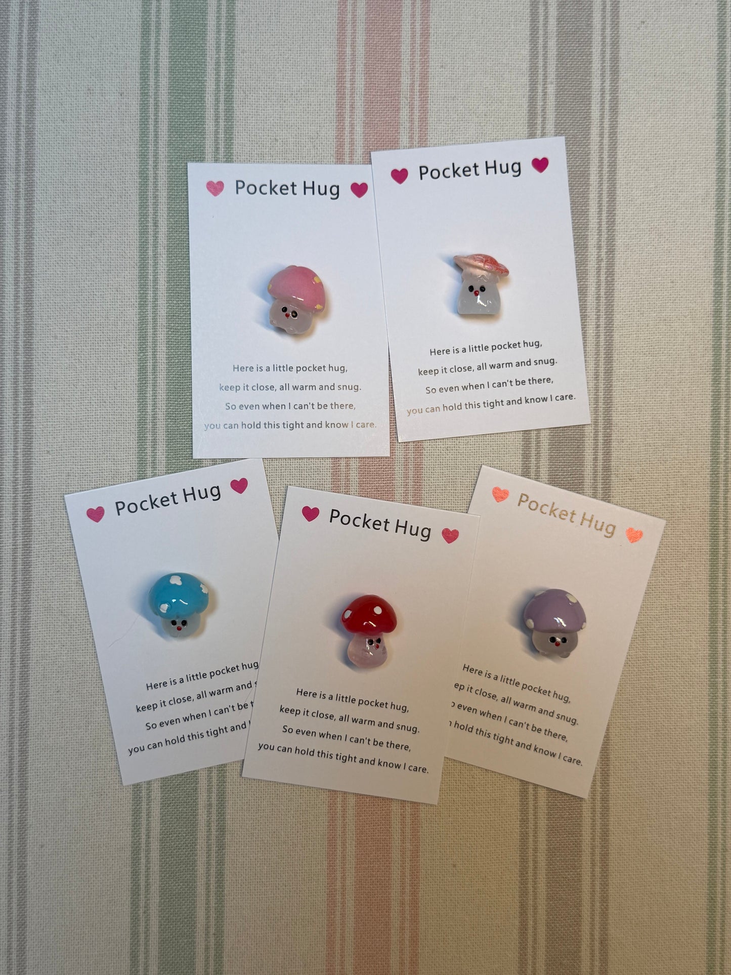 Taphug - Pocket Hug Cute Mushroom pocket hug card and keepsake token