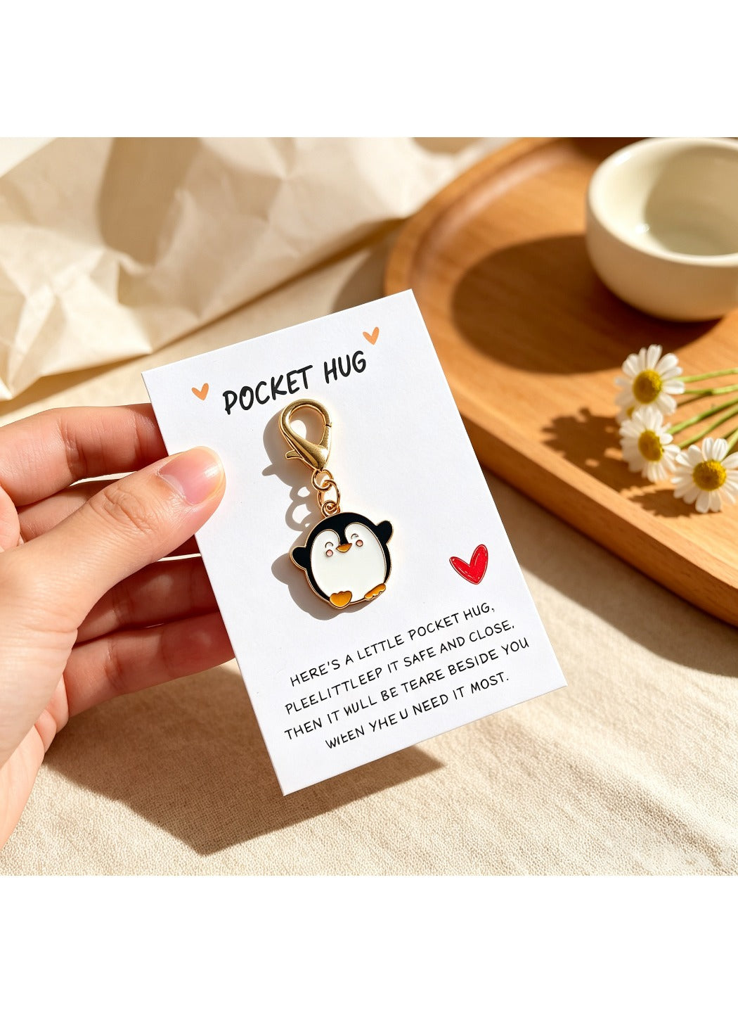 Taphug  - Alloy Pocket Hug Card Cute Penguin Keychain