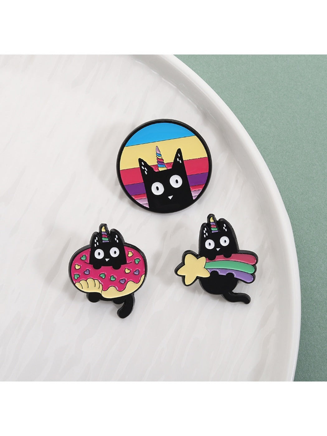 Pinori - Unicorn Black Cat Brooch