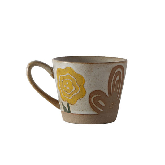 Mivora - Retro Floral Pattern Breakfast Coffee Mug