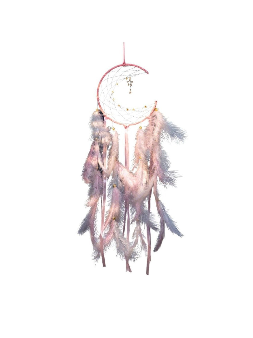 Full view of the Somnira creative moon dreamcatcher wind chime displayed against a plain background